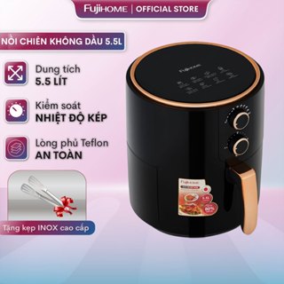 Nồi chiên không dầu 5.5L nhập khẩu FujiHome tự ngắt công suất 1500W, nồi chiên cơ chống dính cao cấp tặng kẹp gắp Inox