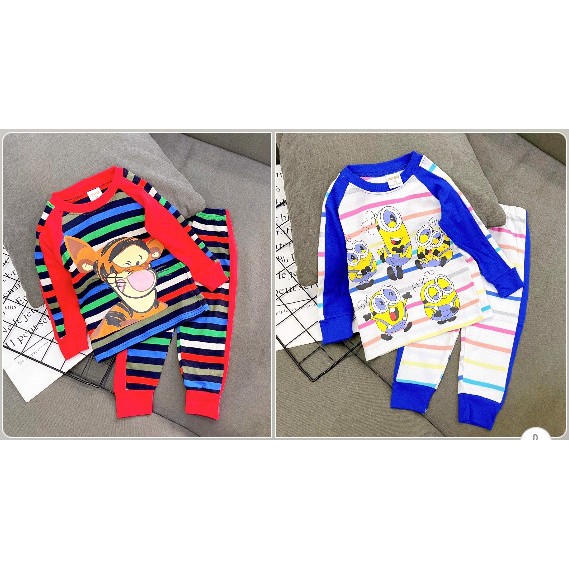 Bộ tay ngắn quần dài bé trai borip xuất 10-22 ký bộ khủng long bộ siêu nhân oto cho bé pikakids