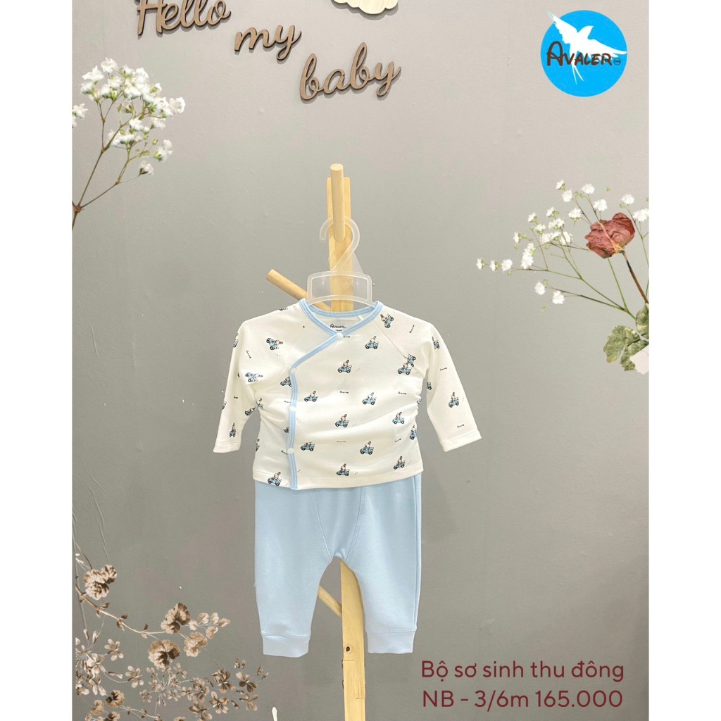 Bộ sơ sinh AVALER nỉ thu đông cài chéo dày dặn ấm