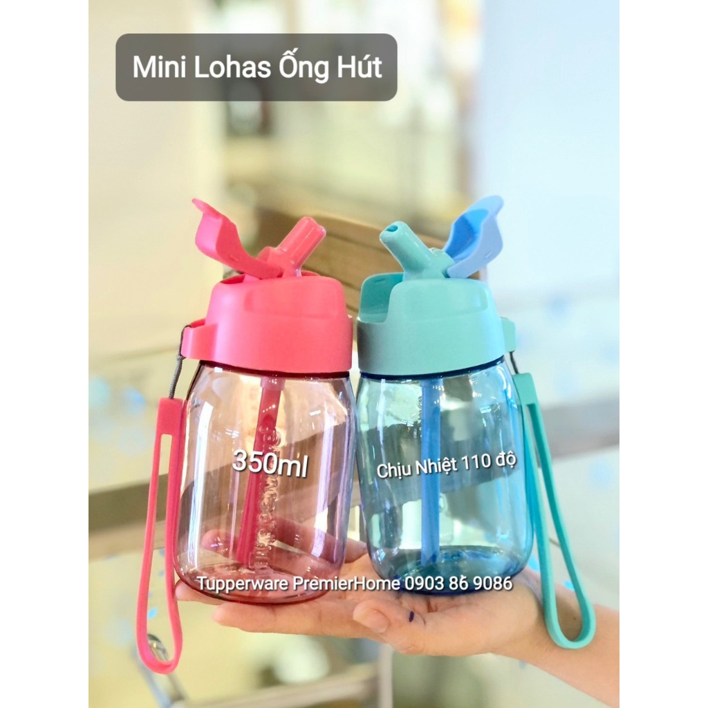 Bình Nước Tupperware Mini Lohas with Straw 350ML (Màu ngẫu nhiên)
