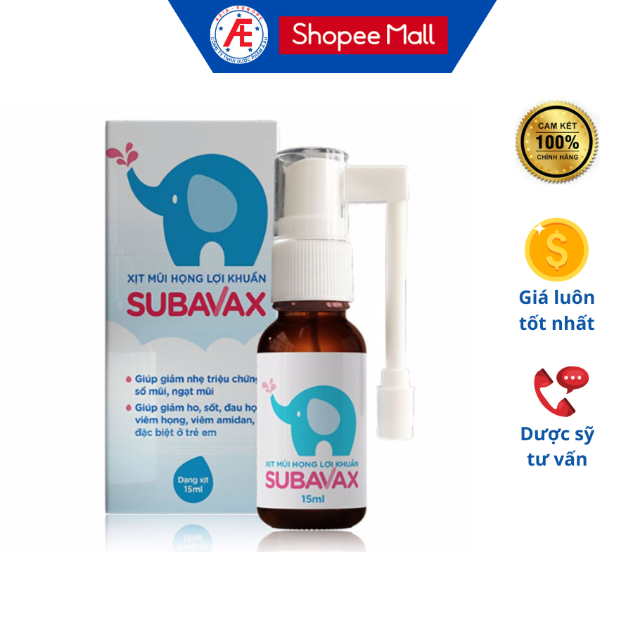 Dung dịch xịt mũi họng lợi khuẩn Subavax Dược phẩm Á Âu 15ml