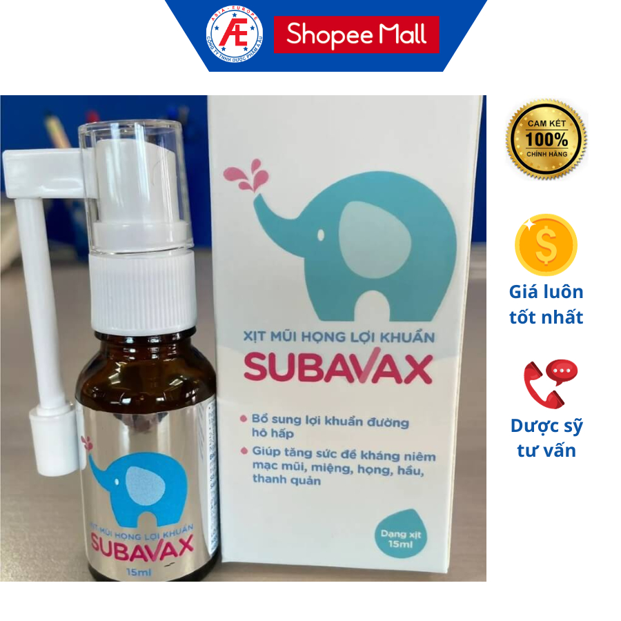 Dung dịch xịt mũi họng lợi khuẩn Subavax Dược phẩm Á Âu 15ml