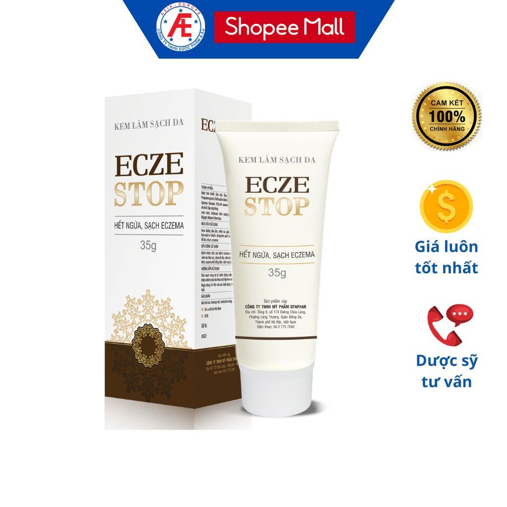 Kem Eczestop giúp cải thiện viêm da cơ địa, eczema, chàm, viêm da tiếp xúc, viêm da tiết bã tuýp 35g