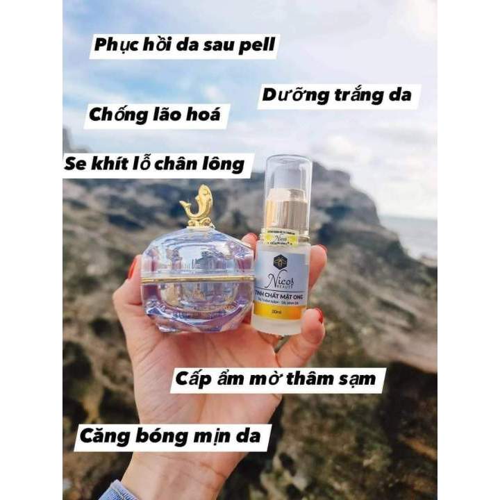 Combo Kem Face Men Gạo Nicos + Serum Tinh Chất Mật Ong Nicos