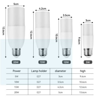 Đèn Led Chenben E27 Bóng 10W Hình Trụ Tiết Kiệm Năng Lượng Spotlight 220V Trắng Ánh Sáng Ấm Áp