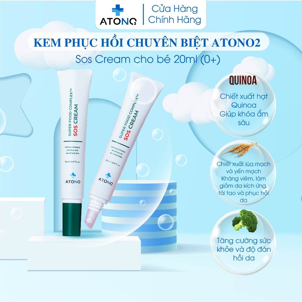 Kem làm dịu da nhanh chóng cho trẻ sơ sinh Sos Cream, Thương hiệu Atono2 Hàn Quốc