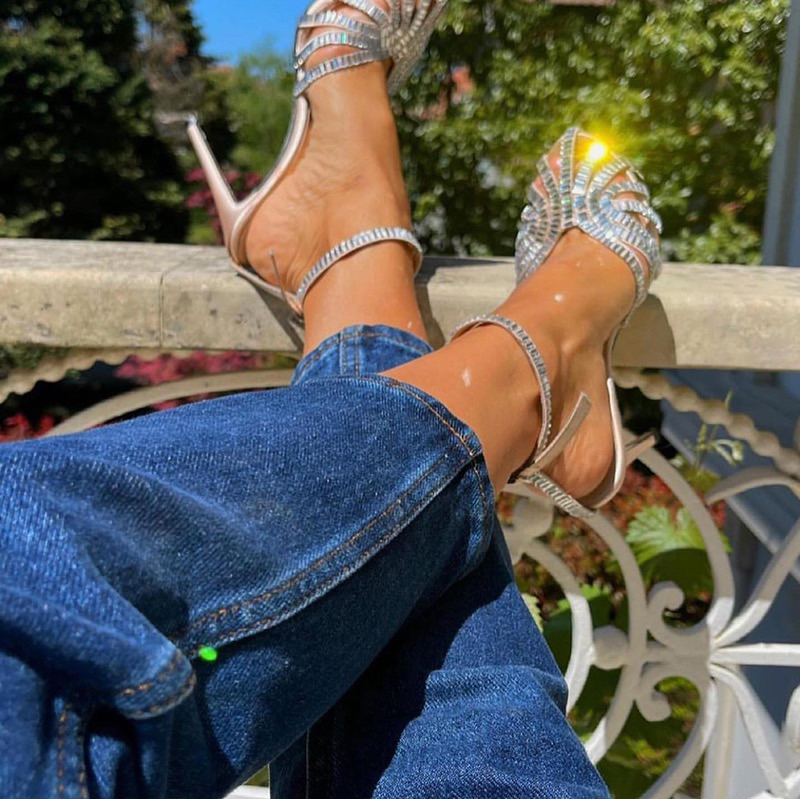 ORDER 🌺 Giày Korea mũi rọ đính đá 9cm 34-40