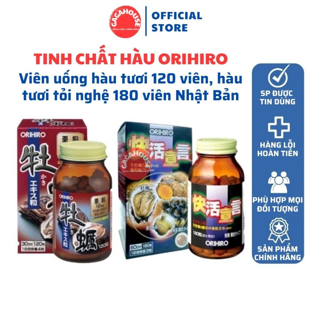 Viên uống tinh chất hàu tươi Orihiro 120 viên, tinh chất hàu tươi tỏi nghệ Orihiro 180 viên Nhật Bản