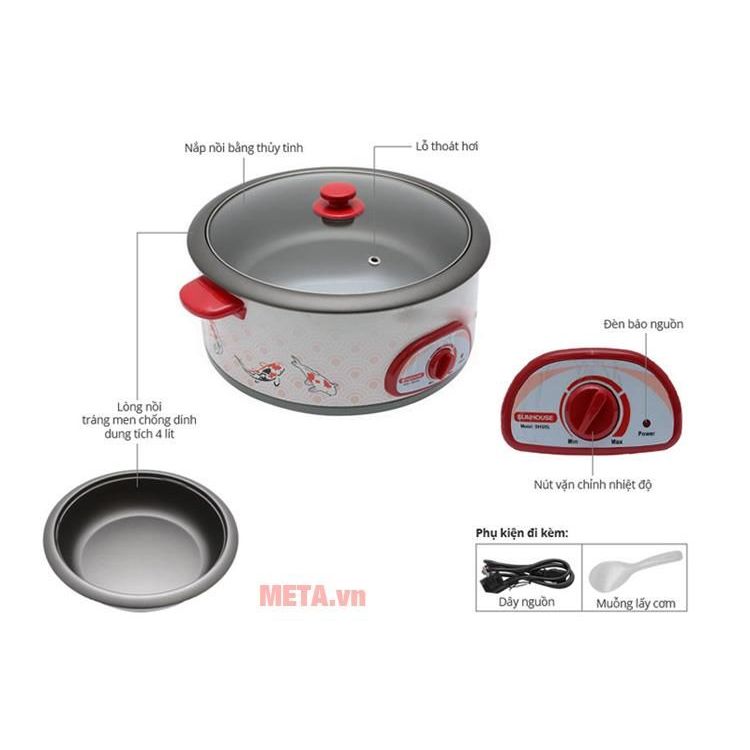 Lẩu Điện loại to 4L SUNHOUSE SH525L