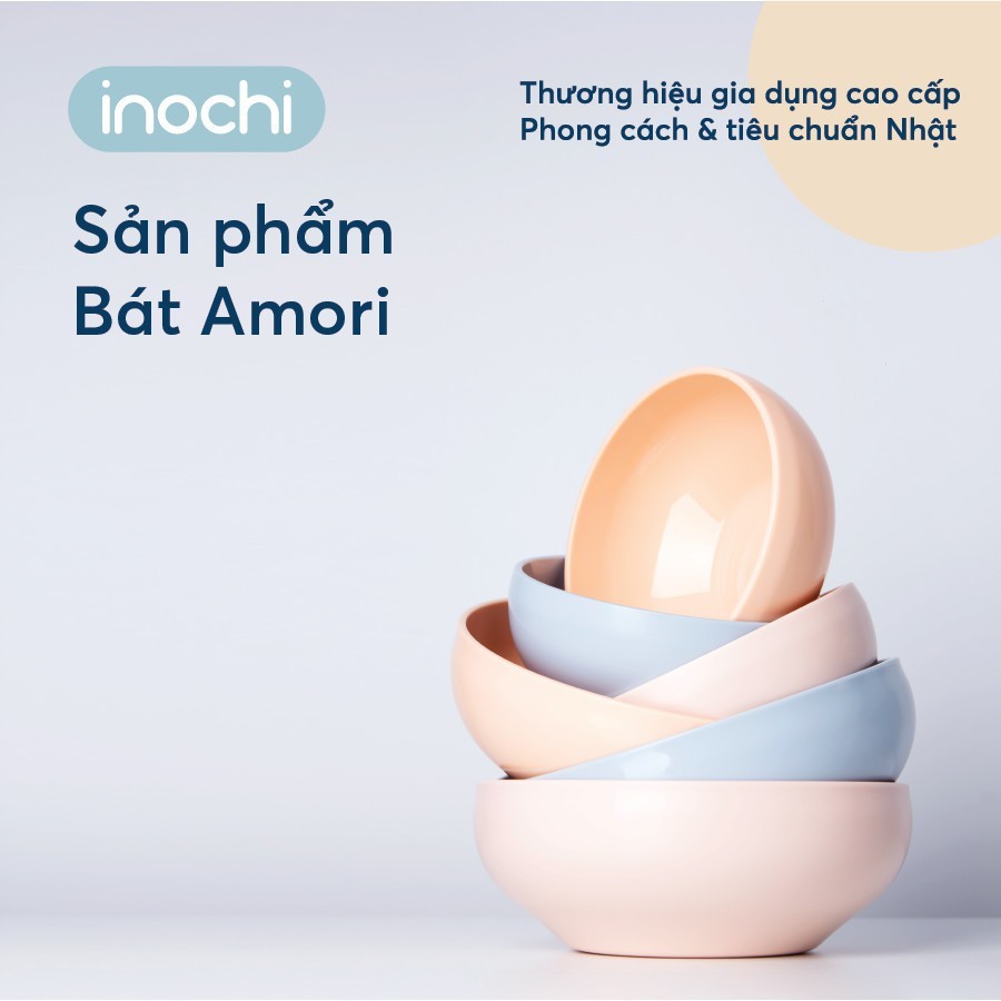 Bát nhựa nhỏ Inochi Amori 415ml cho bé ăn dặm chất liệu nhựa an toàn Lunakidsbaby