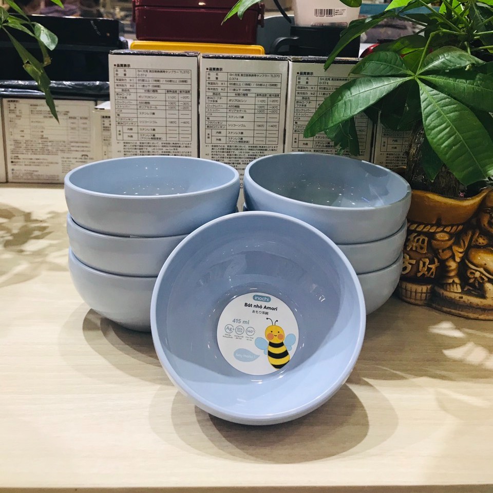 Bát nhựa nhỏ Inochi Amori 415ml cho bé ăn dặm chất liệu nhựa an toàn Lunakidsbaby