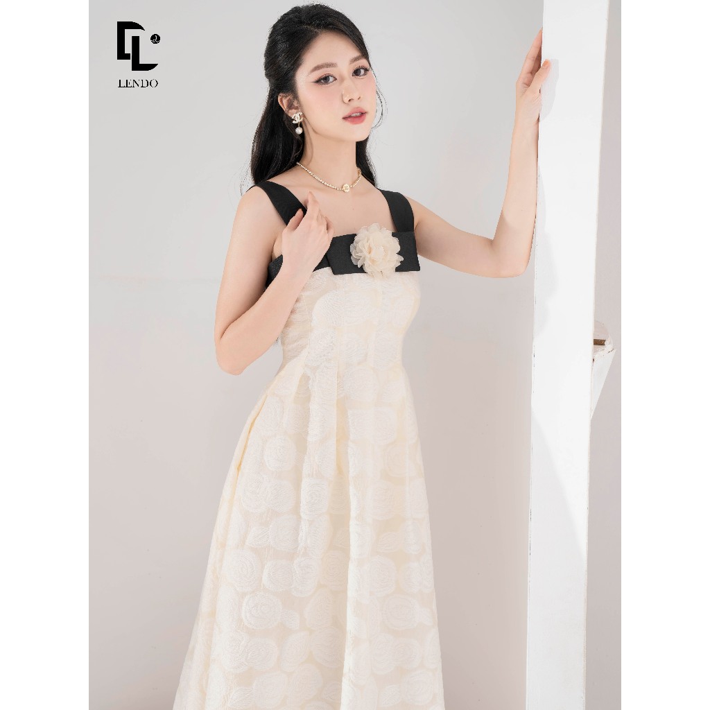Đầm tiệc hoa hồng hai dây đính hoa LENDO DT230542