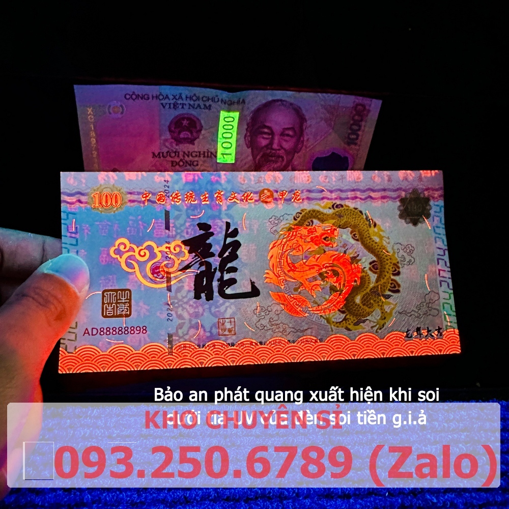 ⭐ FREE SHIP⭐ Quà tặng khách hàng cuối năm - tờ tiền hình con Rồng Trung Quốc 100 tài lộc kèm bao lì xì, Quà Tết 2024
