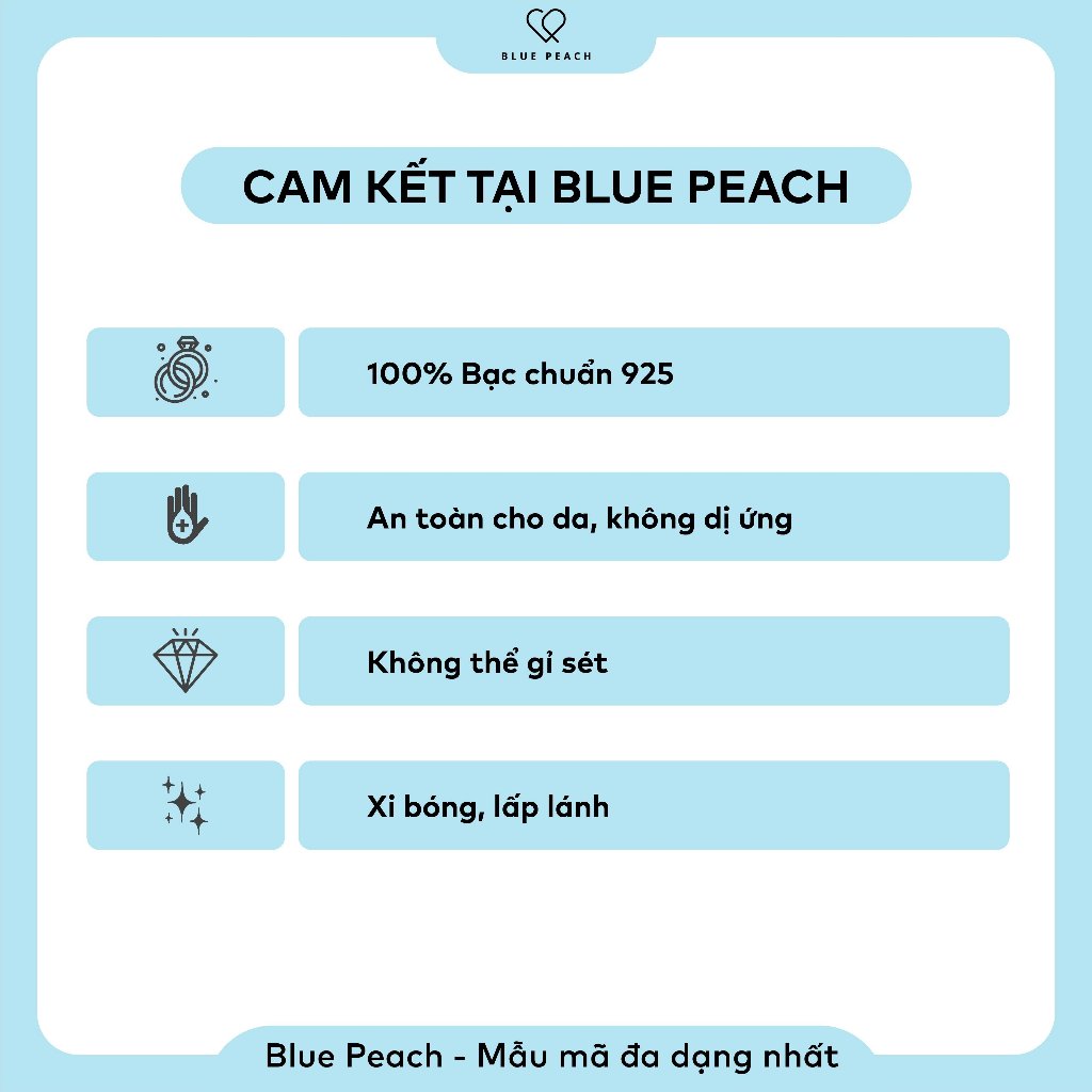 Lắc Tay Bạc Blue Peach LT Blue Glitter Moon V3 LT666