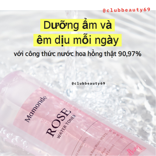 Nước hoa hồng Mamonde Rose water toner 250ml, chính hãng-đủ bill