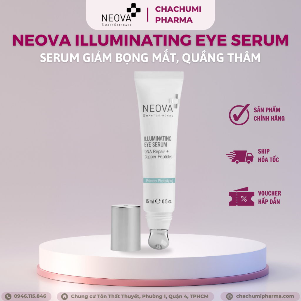Neova Illuminating Eye Serum – Serum Giảm Bọng Mắt, Quầng Thâm Và Làm Sáng Da 15ml