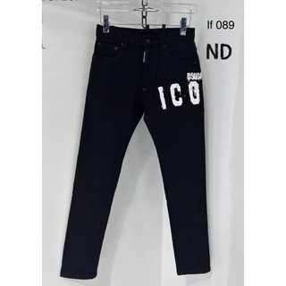 Quần bò nam icon đen chữ trắng ngang đùi quần jean skinny icon dsq2 màu đen