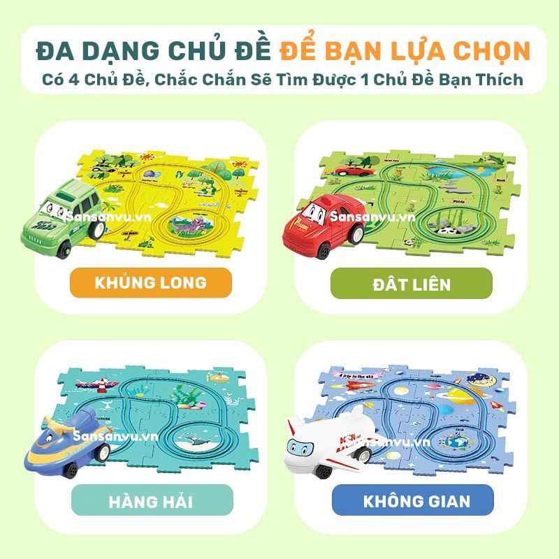 Đồ chơi xe ô tô, máy bay và thuyền biển kèm đường ray giao thông. xe đồ chơi chạy pin siêu hot