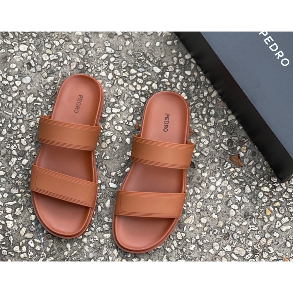 Dép Nam Fashion 2 Quai Da Thoáng Khí Đế Cao Su Non Cực Êm Chân