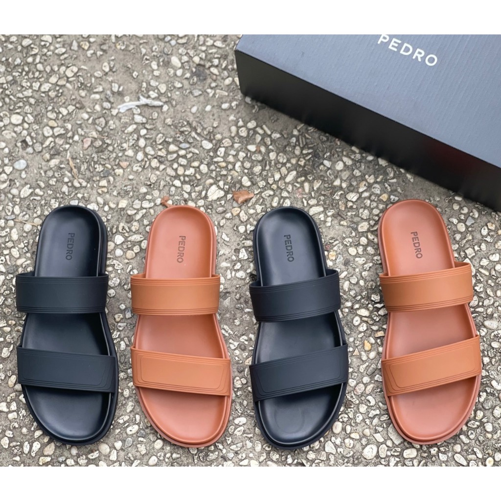 Dép Nam Fashion 2 Quai Da Thoáng Khí Đế Cao Su Non Cực Êm Chân