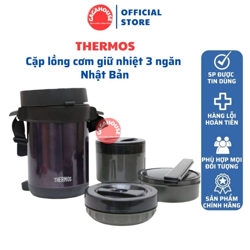 Cặp lồng cơm giữ nhiệt 3 ngăn Thermos Nhật Bản