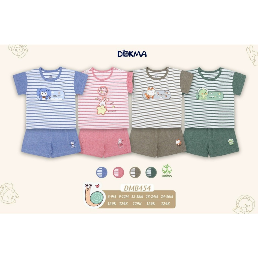 Dokma Bộ Quần Áo Cộc Tay Vải Cotton Organic, Bambo Cho Bé Trai Nhiều Mẫu