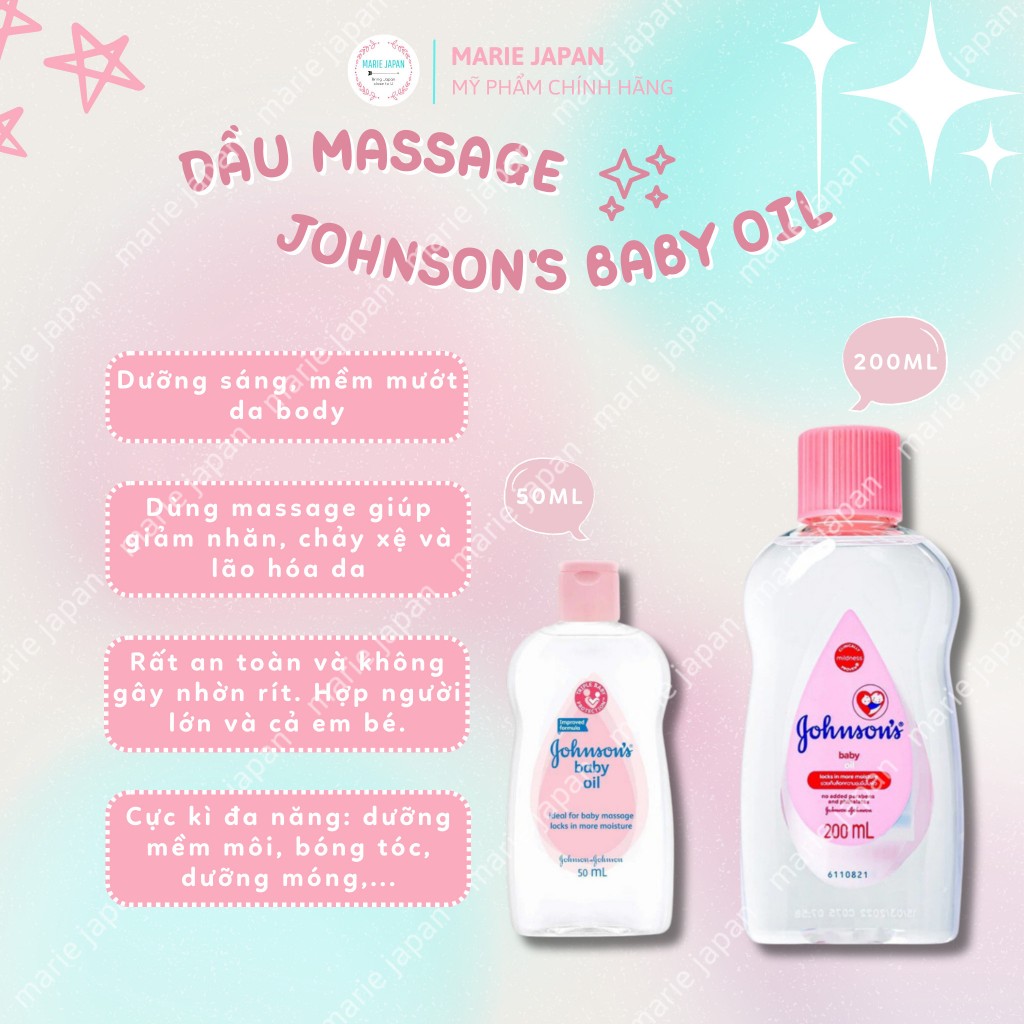 Dầu Massage Johnson's Baby Oil Dưỡng Ẩm 50ml & 200ml