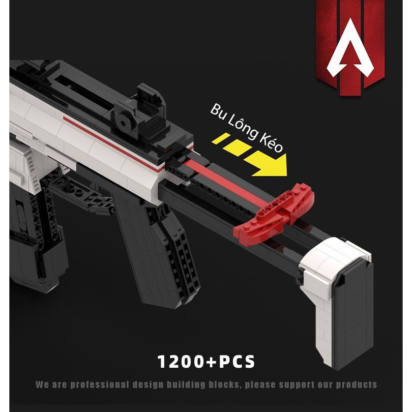 Đồ Chơi Lắp Ráp Kiểu Lego PUBG, FreeFire, CSGO Mô Hình APEX R-99 Asiimov Với 1200+PCS, Thiết Kế Tiêu Chuẩn Của Kevin 183