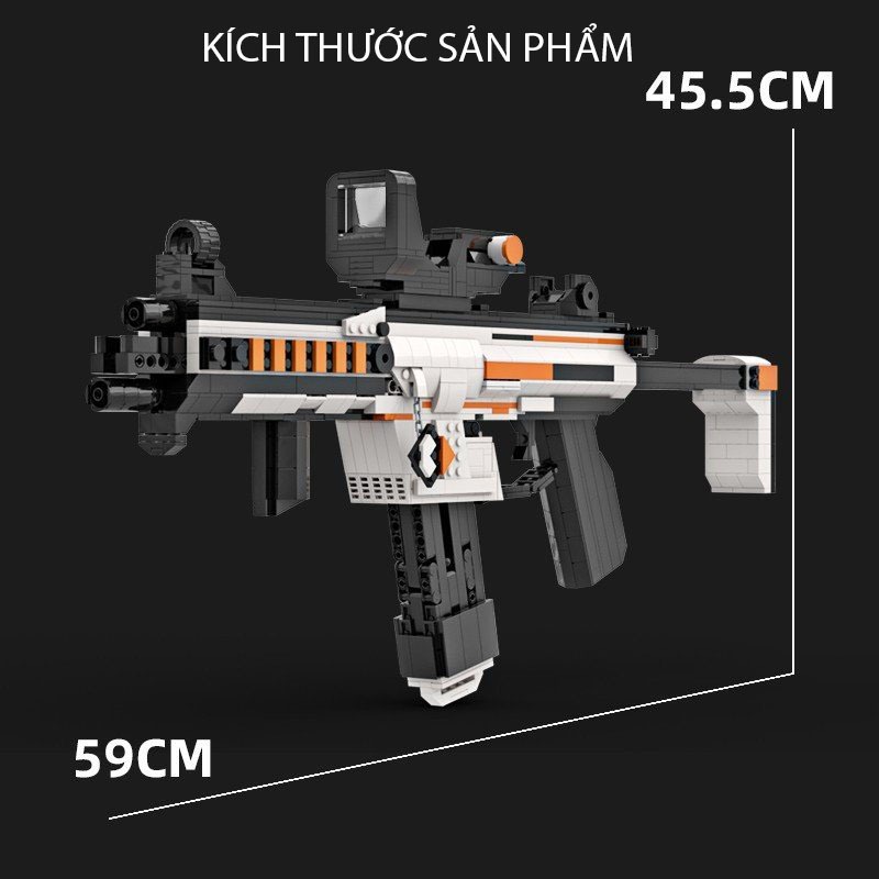 Đồ Chơi Lắp Ráp Kiểu Lego PUBG, FreeFire, CSGO Mô Hình APEX R-99 Asiimov Với 1200+PCS, Thiết Kế Tiêu Chuẩn Của Kevin 183