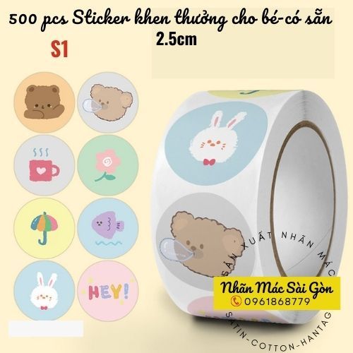 500 miếng Sticker khen thưởng cho bé, miếng dán thank you dễ thương,hàng có sẵn