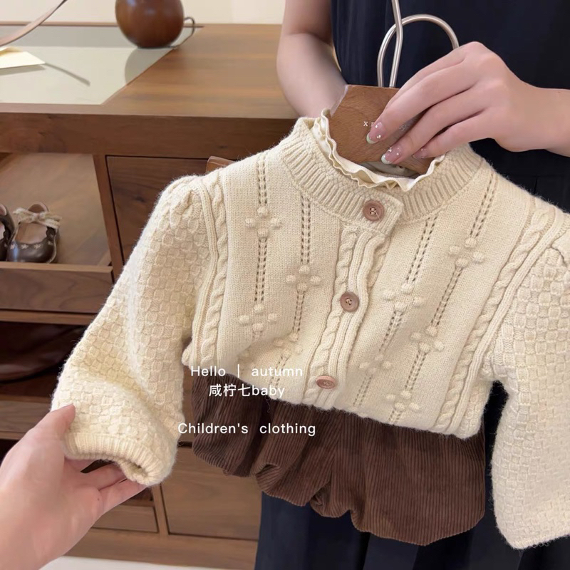 CARDIGAN LEN DỆT KIM MÀU BE QUẦN NÂU - BST THỜI TRANG THU ĐÔNG PHONG CÁCH HÀN QUỐC