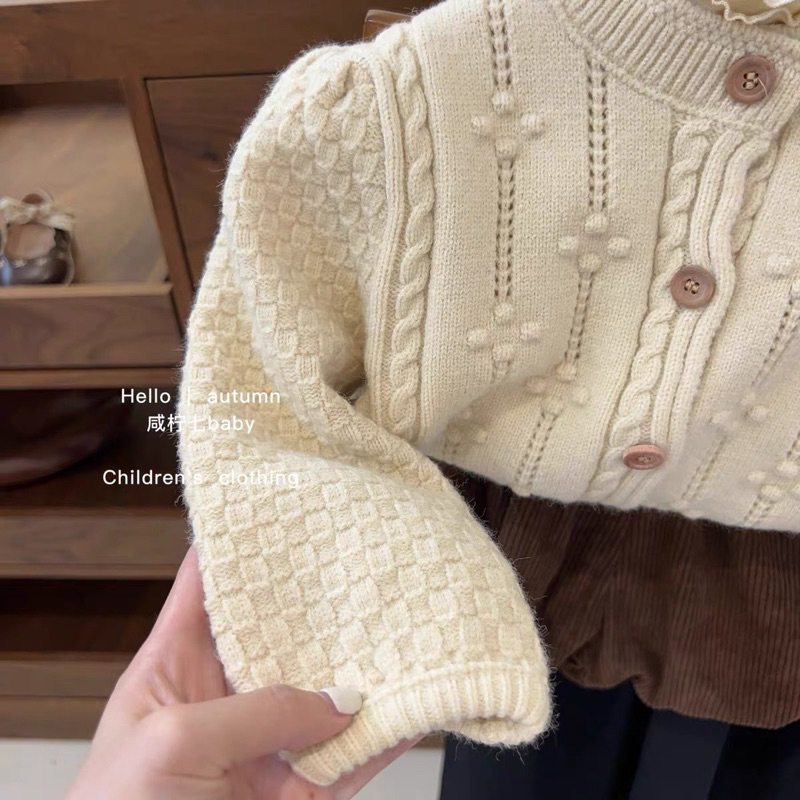 CARDIGAN LEN DỆT KIM MÀU BE QUẦN NÂU - BST THỜI TRANG THU ĐÔNG PHONG CÁCH HÀN QUỐC