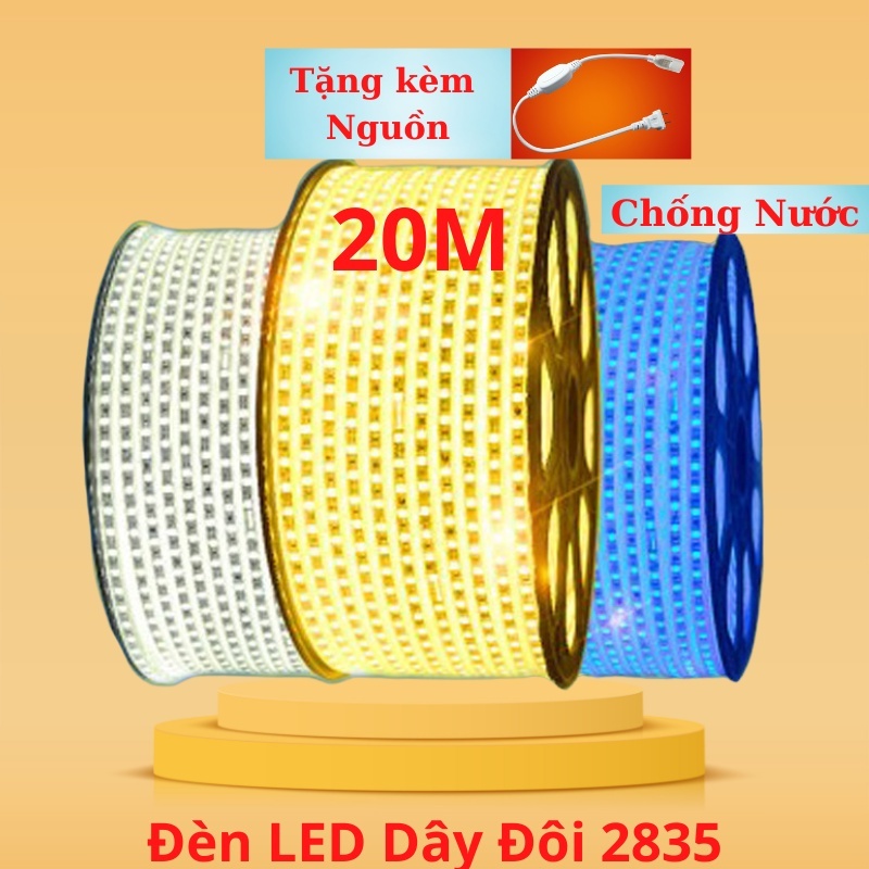 Led cuộn 2 hàng,  3 hàng đơn màu,hống nước trang trí ngoài trời quấn cây siêu sáng,  giá theo mét