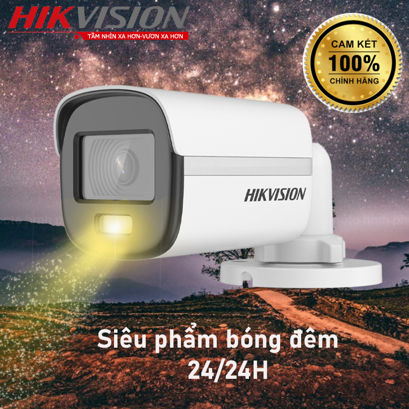 Camera hikvision thân trụ ngoài trời có màu ban đêm 2MP (ColorVu)- HIKVISION 𝐃𝐒-𝟐𝐂𝐄𝟏𝟎𝐃𝐅𝟎𝐓-𝐅 - BẢO HÀNH 2 NĂM