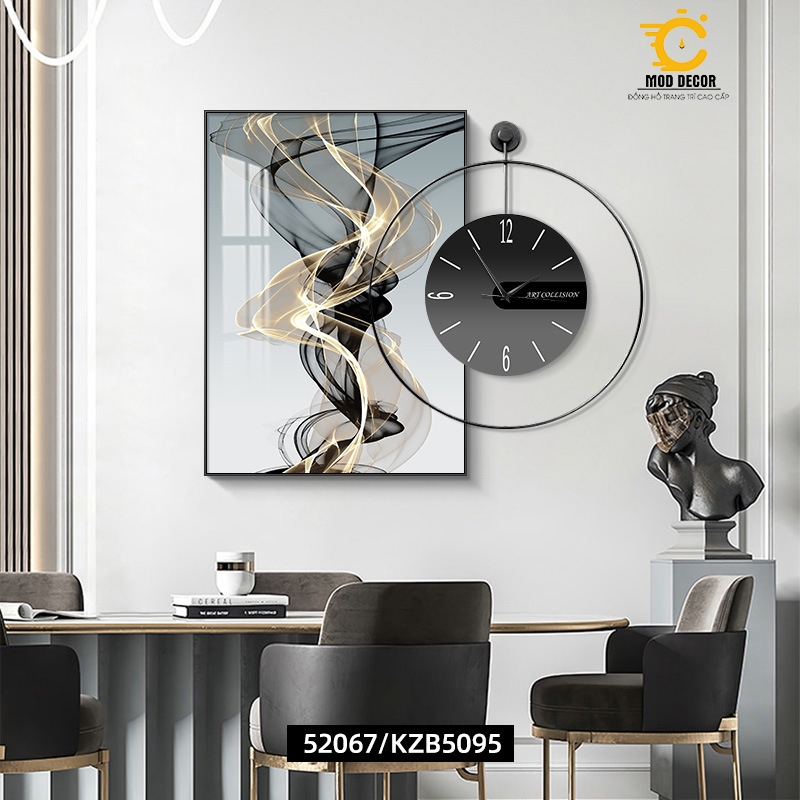 Đồng hồ mix Tranh tráng gương phong cách Bắc Âu sang trọng, cao cấp hãng MOD DECOR mã TR0017