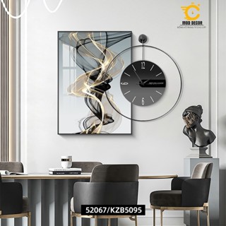   Đèn LED cắm điện  Đồng hồ mix Tranh tráng gương phong cách Bắc Âu sang trọng cao cấp hãng MOD DECOR mã TR0017 
