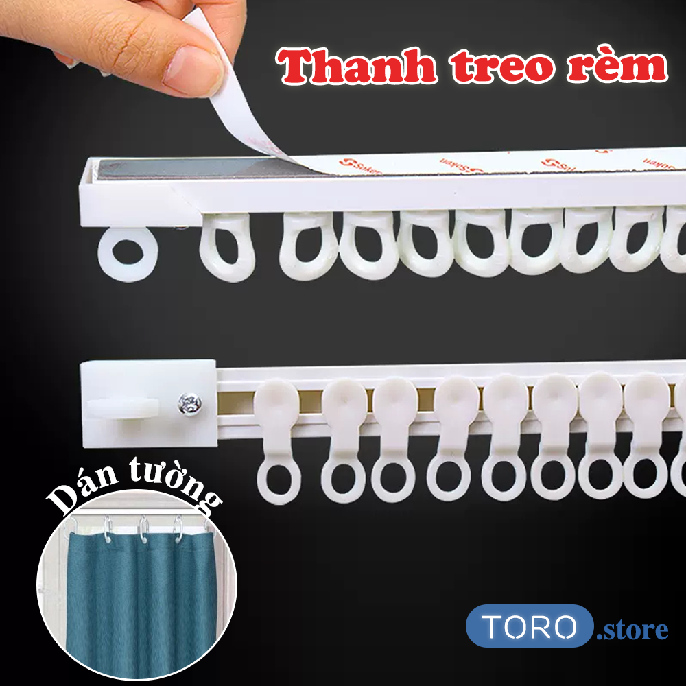 Thanh treo rèm dán tường chịu lực không cần khoan TORO ray trượt đa năng kích thước tuỳ chỉnh tiện lợi treo rèm cửa