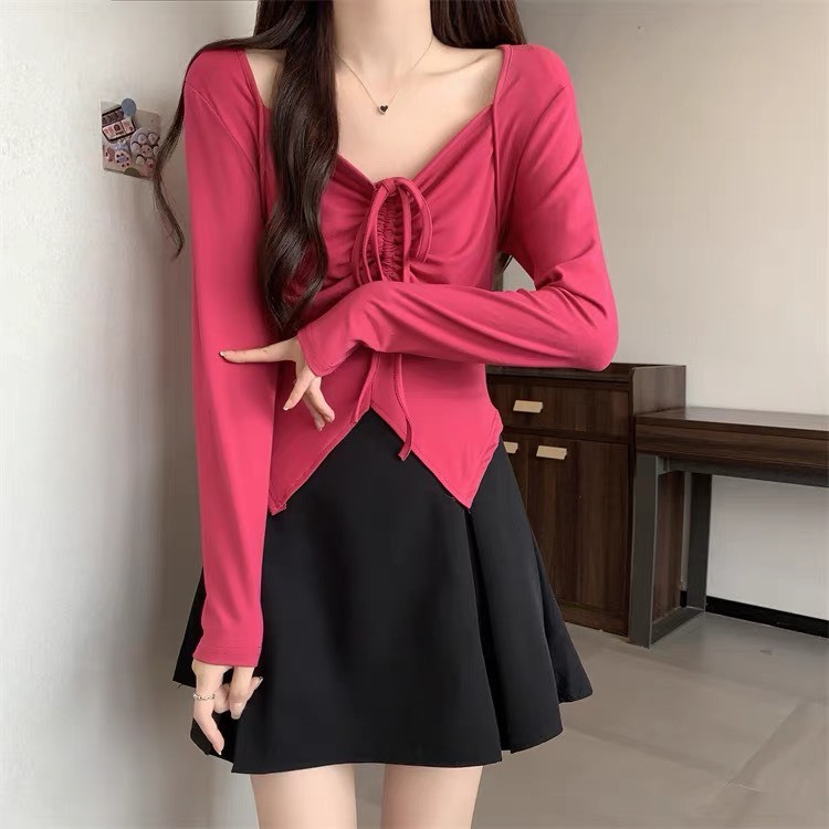 Áo thun tay dài họa tiết rút dây chât dày dặn diện đi chơi  bao xinh cho nàng chubby _Shop bigsize lazy