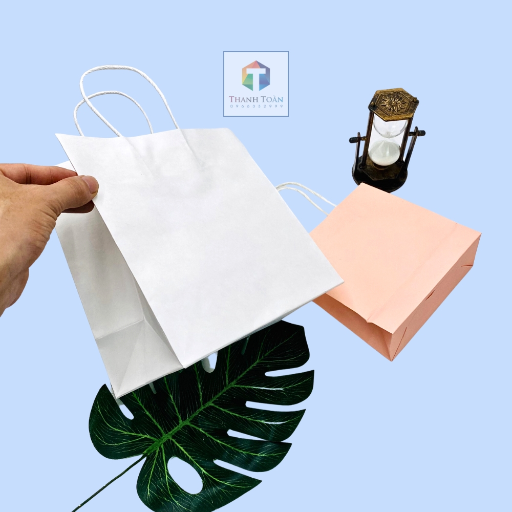 Túi giấy đựng quà, túi giấy kraft trắng mini đựng mỹ phẩm, đựng quần áo, craft loại cao cấp nhất, Chuyên bán sỉ