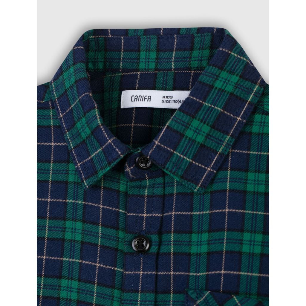 Áo sơ mi chất liệu 100% cotton in họa tiêt kẻ sọc size 90