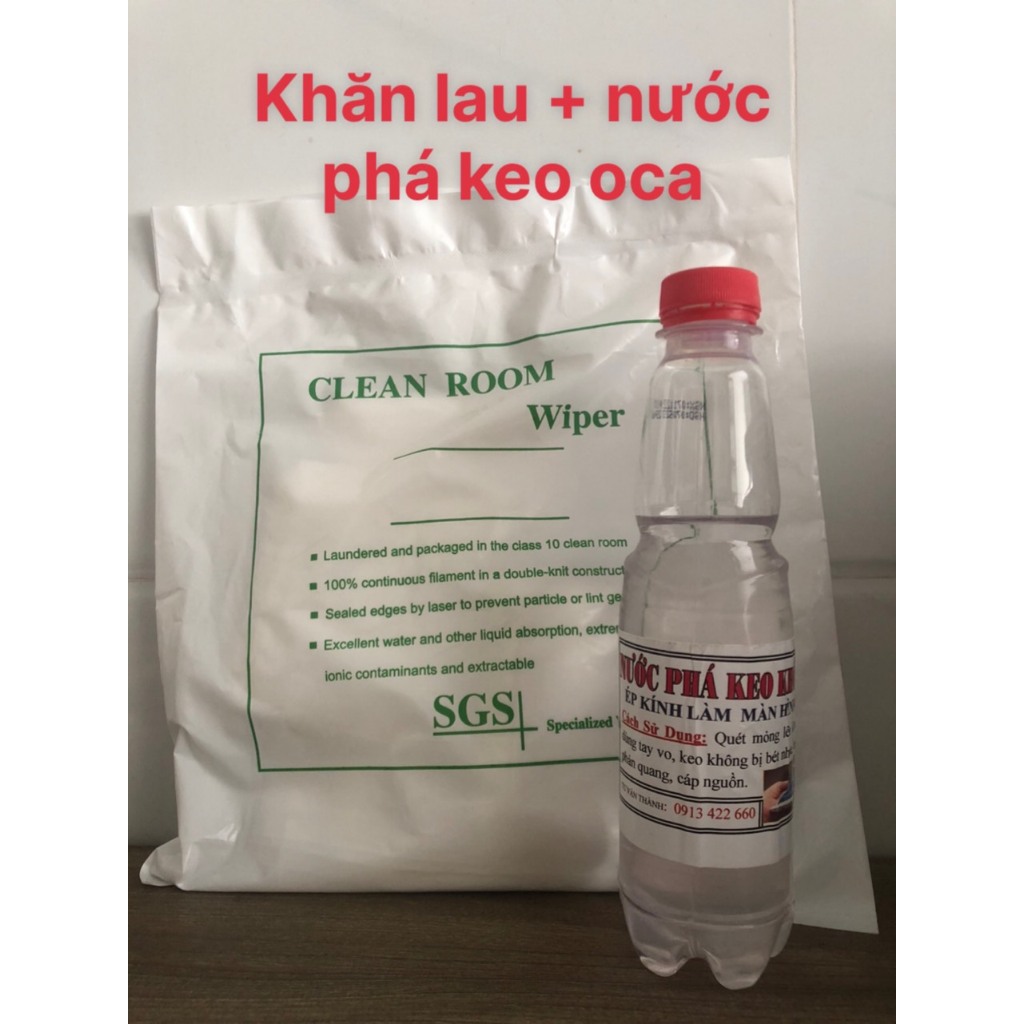 combo khăn lau +nước phá keo oca