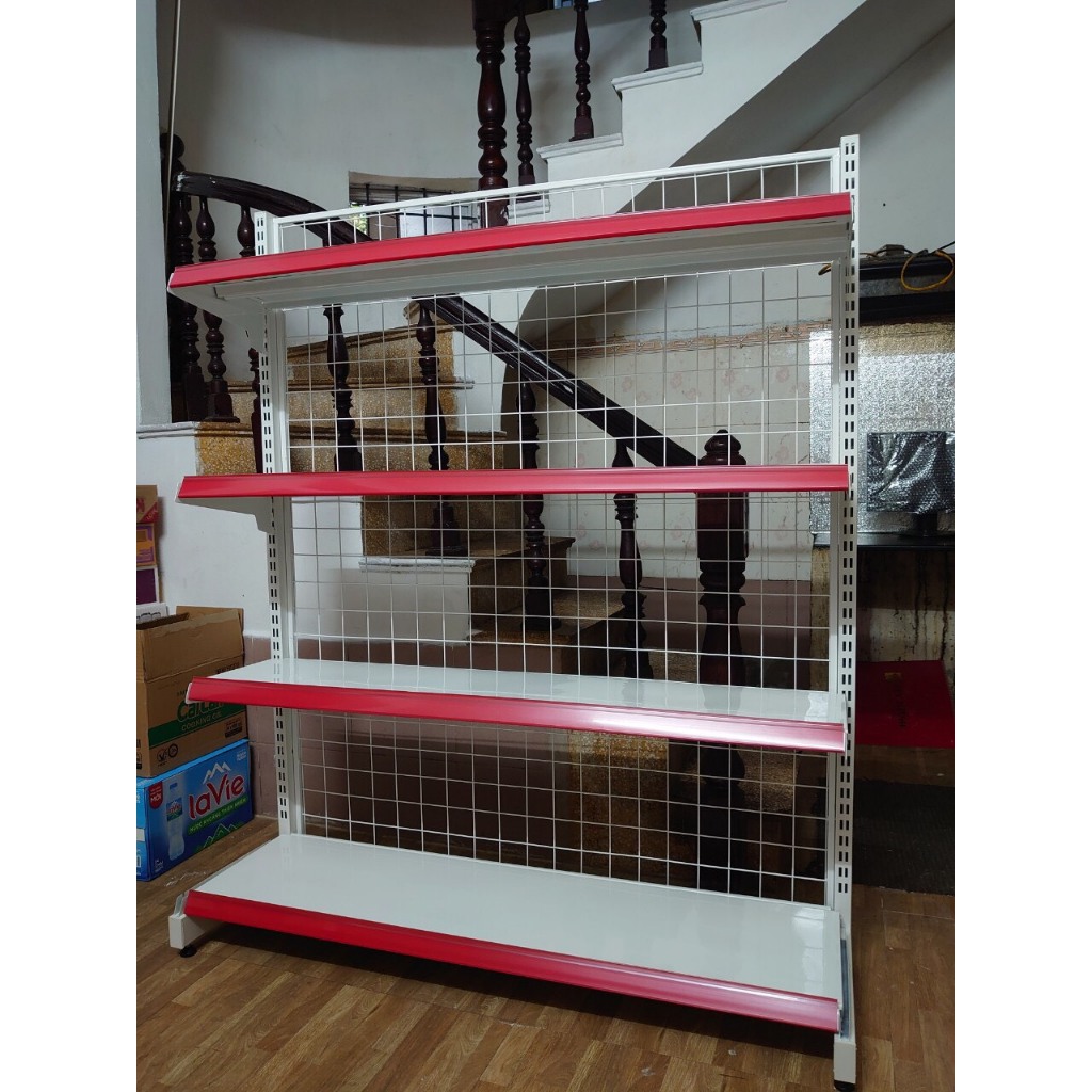 Bình Minh - Kệ siêu thị đơn áp tường Dài 0.9m, cao 1.5m , 4 tầng .Dày dặn , Kệ tạp hóa