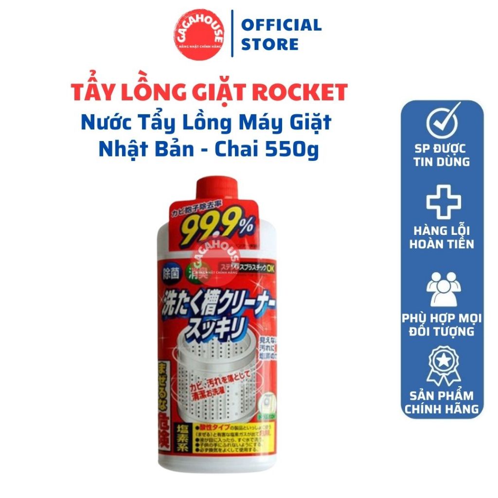 Nước Tẩy Lồng Máy Giặt Nhật Rocket Nội địa Nhật Bản giúp tiêu diệt toàn bộ nấm mốc, vi khuẩn trong máy giặt - Chai 550g