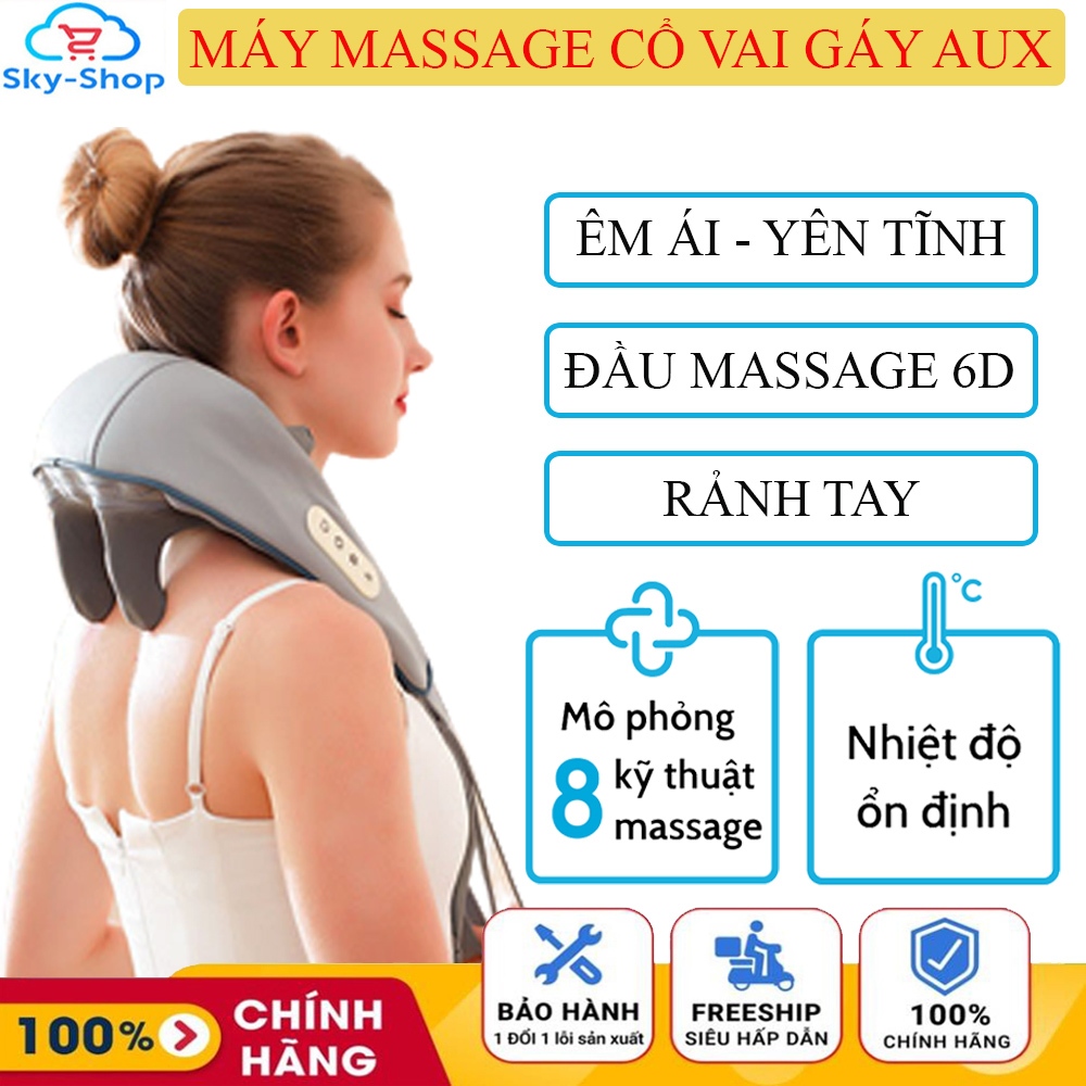 Máy massage cổ vai gáy AUX 2 chế độ,2 tốc độ, máy mát xa cổ vai gáy đấm lưng chườm nhiệt cao cấp giúp cải thiện sức khỏe
