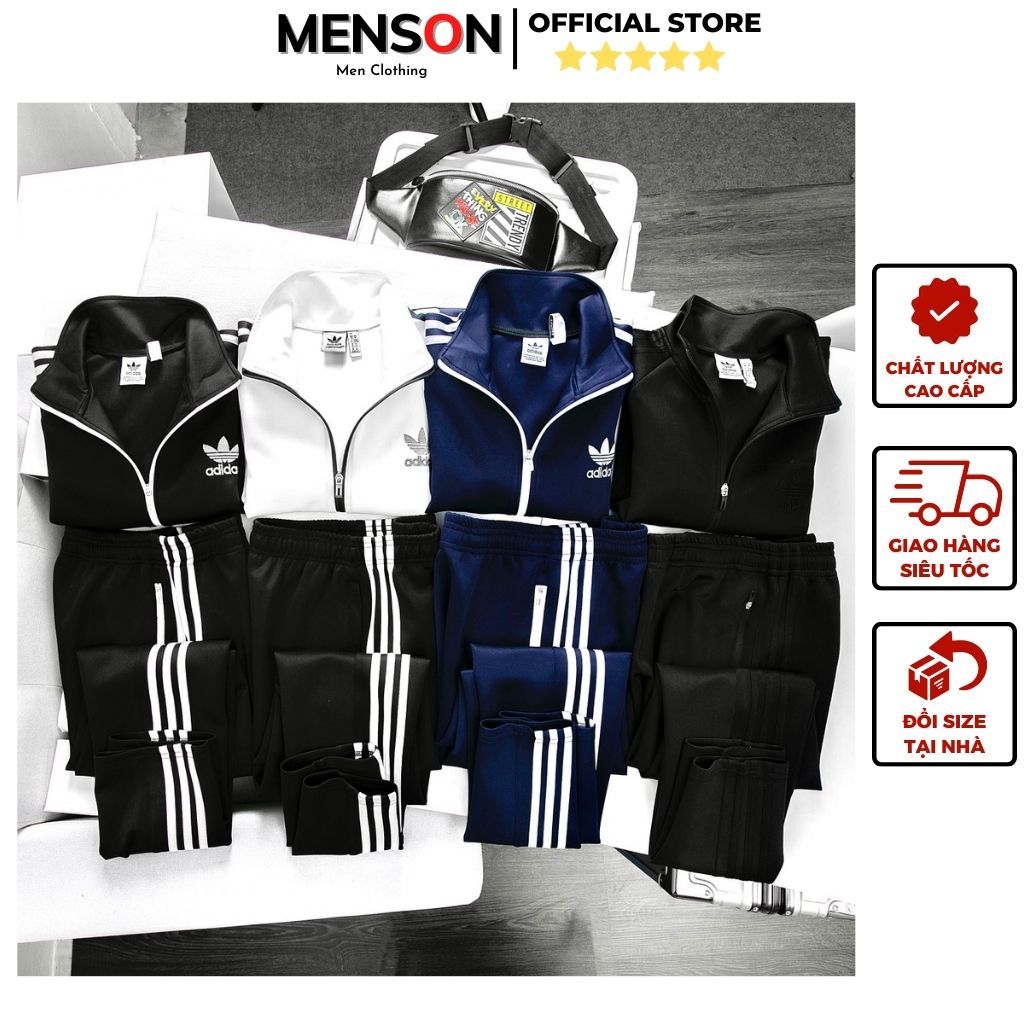 Bộ nỉ nam thu đông Adidas kéo khóa dài tay cao cấp Hàng loại 1 Menson MD314 Đồ bộ nam thu đông hàng hiệu 2023