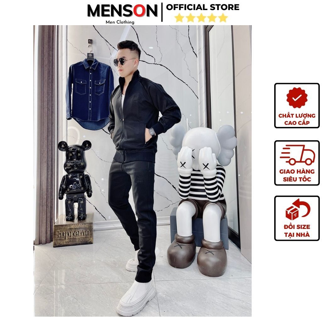 Bộ nỉ nam thu đông Adidas kéo khóa dài tay cao cấp Hàng loại 1 Menson MD314 Đồ bộ nam thu đông hàng hiệu 2023