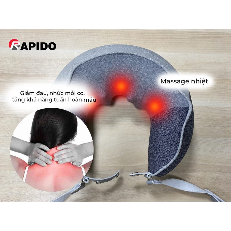 Máy massage cổ Rapido RNM 010,Thời gian sử dụng pin 6 - 7 ngày, hàng chính hãng bảo hành 12 tháng