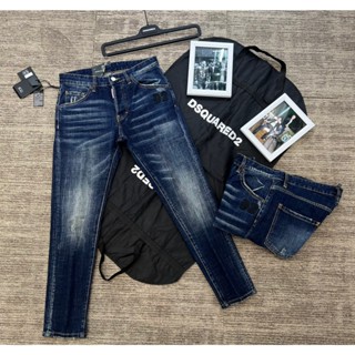 Quần Bò Nam DSQUARED2 D2 Xanh Sẫm 4 Cúc Quần Bò DSQ Chấm Sơn Xanh Sáng Chất Co Giãn Phối Ống Loang đẹp chất
