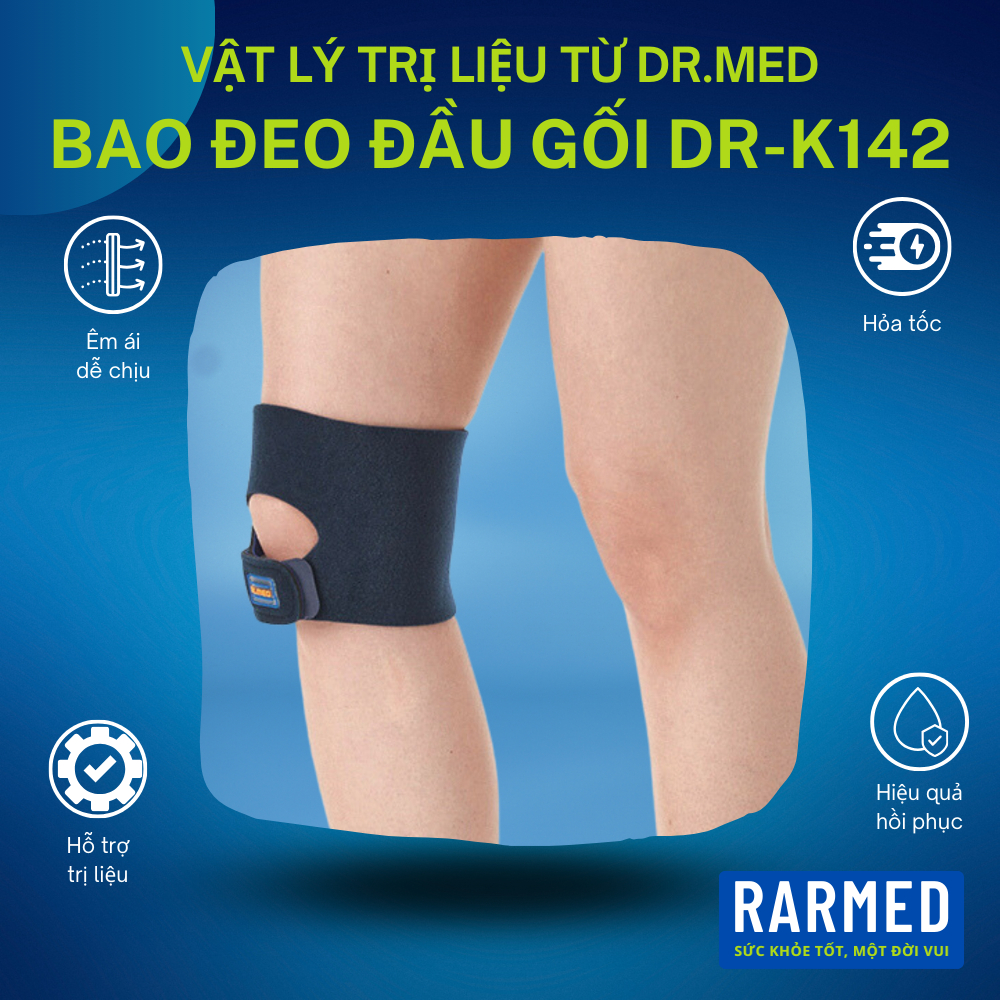 Bao đeo đầu gối Dr.Med DR-K142 có đệm bánh chè, viêm khớp - 1 Size
