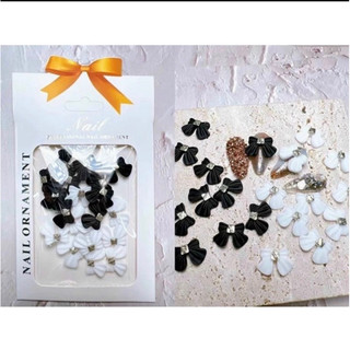 Set nơ nail đen trắng -Nơ Ngắn